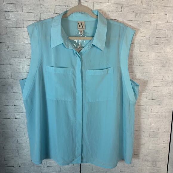 Worthington Tops - Worthington women’s blouse, sleeveless button up coastal lightweight plus size
